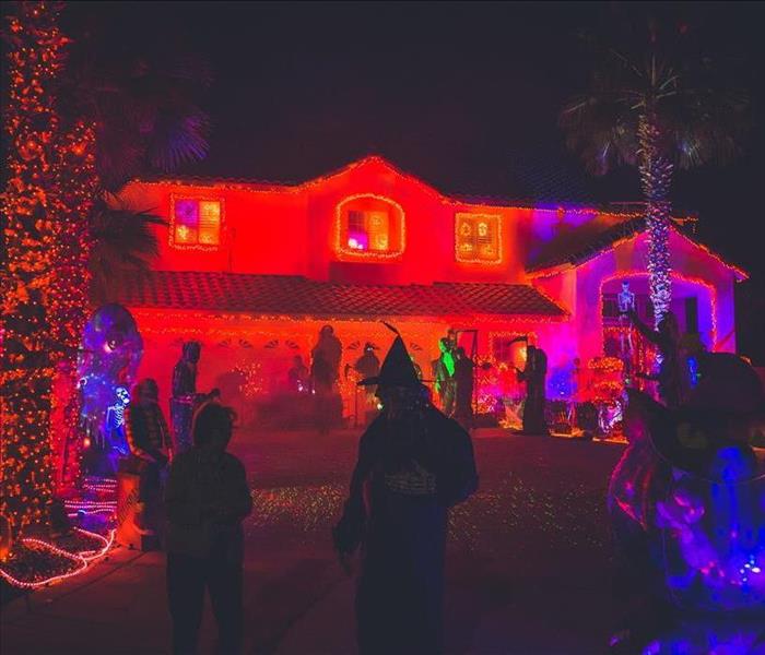 trick or treaters visiting a home